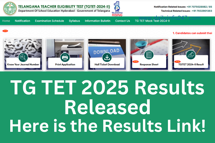TG TET 2025 Results Released - Here is the Results Link!