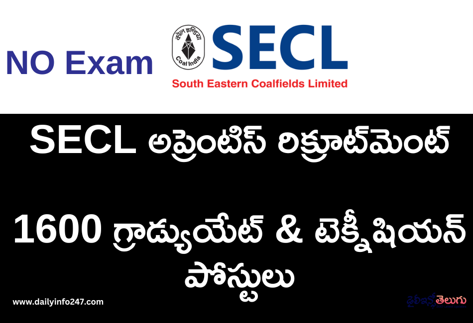 SECL Apprentice Recruitment 2026 – Apply Online for 1600 Graduate & Technician Posts