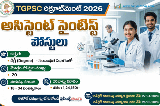 TGPSC Recruitment 2026 - Apply Online for 20 Assistant Scientist  Posts