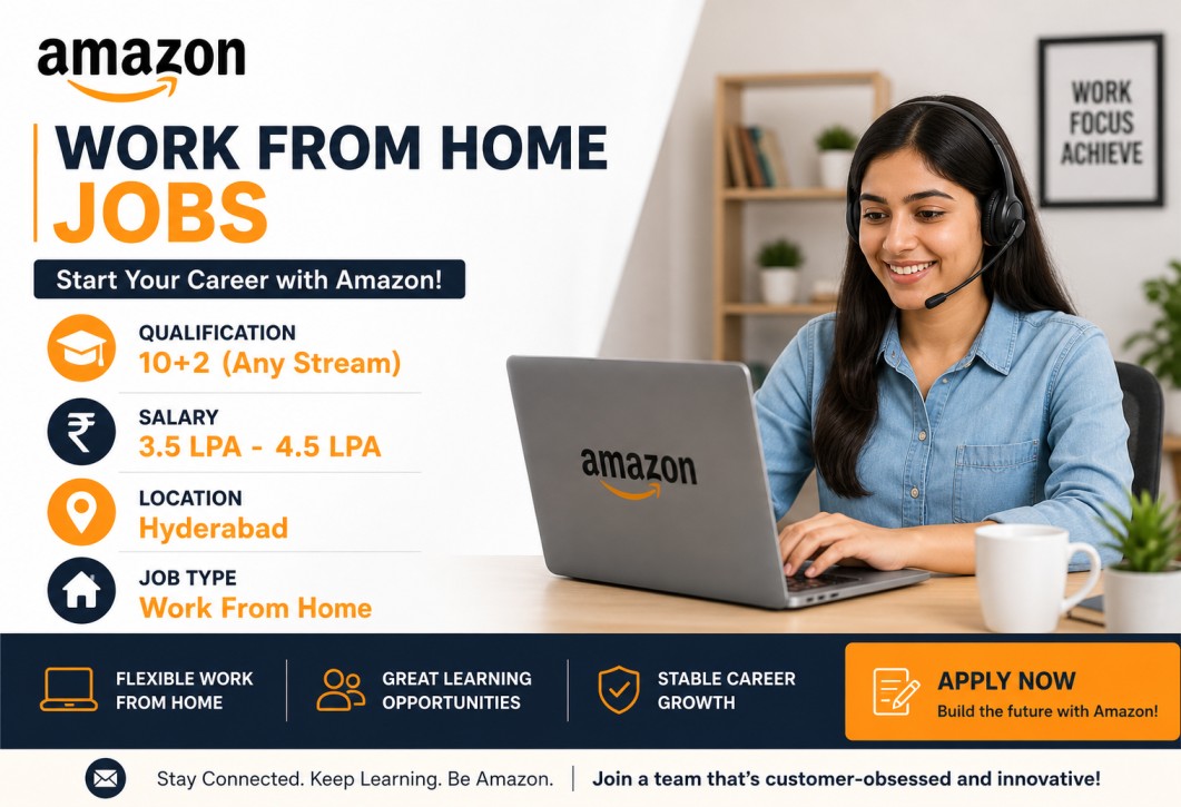 Amazon Work from Home Jobs | 10+2 Qualification | Salary 3.5 LPA - 4.5 LPA