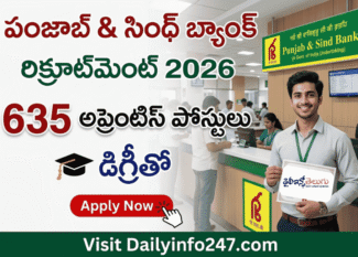 Punjab & Sind Bank Apprentice Recruitment 2026 - Apply Online for 635 Posts