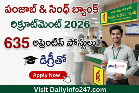Punjab & Sind Bank Apprentice Recruitment 2026 - Apply Online for 635 Posts