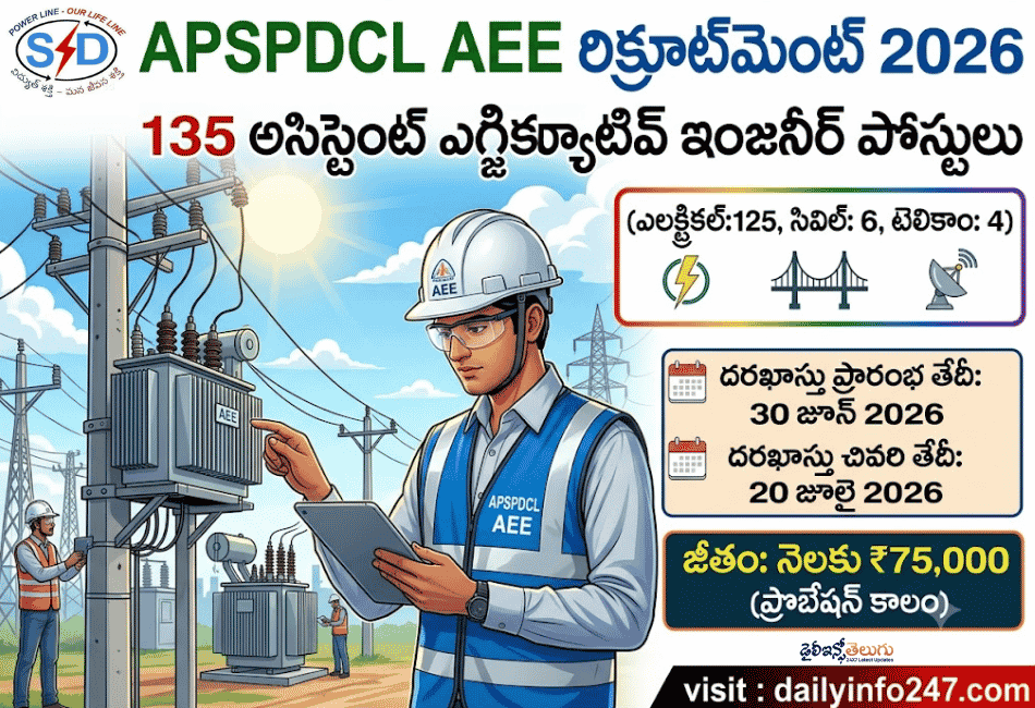 APSPDCL AEE Recruitment 2026 - Apply Online for 135 Assistant Executive Engineer Posts
