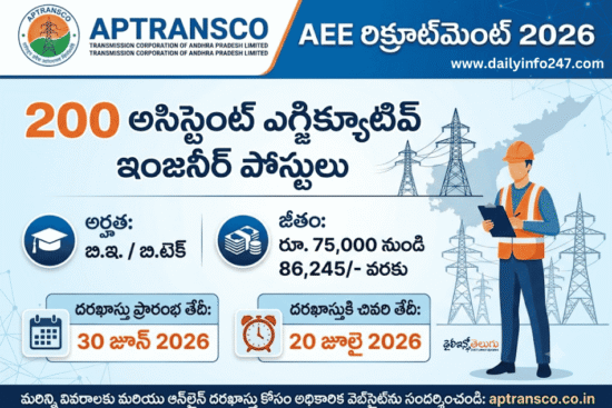 APTRANSCO AEE Recruitment 2026 - Apply Online for 200 Assistant Executive Engineer Posts