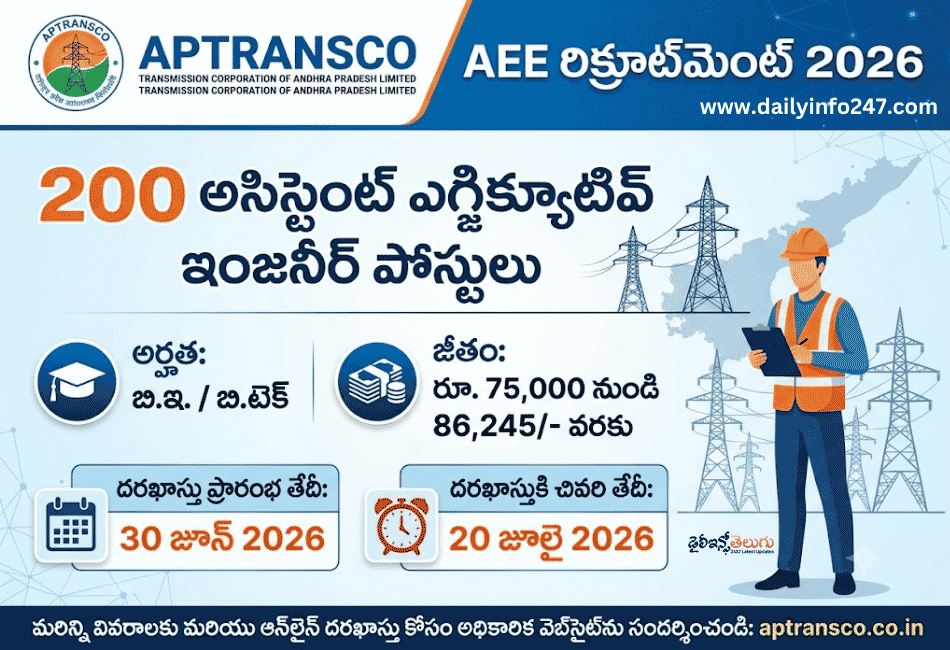APTRANSCO AEE Recruitment 2026 - Apply Online for 200 Assistant Executive Engineer Posts