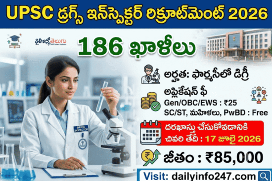UPSC Drugs Inspector Recruitment 2026