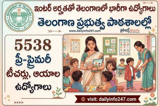 5538 Instructor and Aaya Jobs in Telangana Pre Primary Schools
