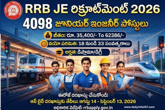 RRB JE Recruitment 2026 - Apply Online for 4098 Junior Engineer Posts
