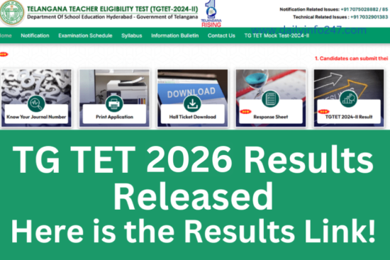 Telangana TET Result 2026 | TG TET | Check Results at tgtet.aptonline.in