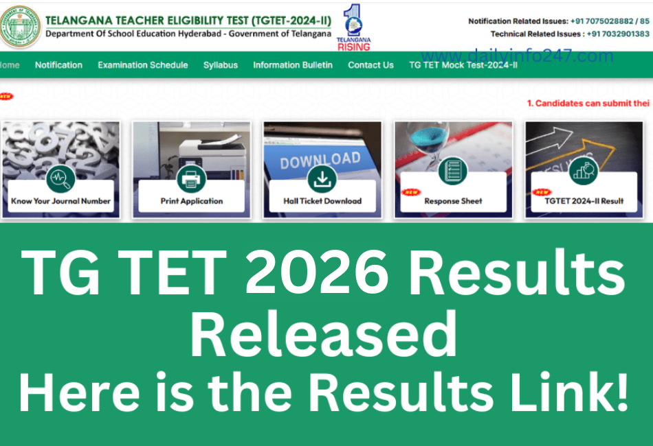 Telangana TET Result 2026 | TG TET | Check Results at tgtet.aptonline.in