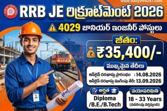RRB JE Recruitment 2026 - Apply Online for 4029 Junior Engineer Posts