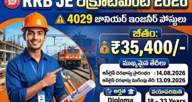 RRB JE Recruitment 2026 - Apply Online for 4029 Junior Engineer Posts