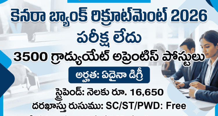 Canara Bank Recruitment 2026 Notification - Apply Online for 3500 Graduate Apprentice Posts