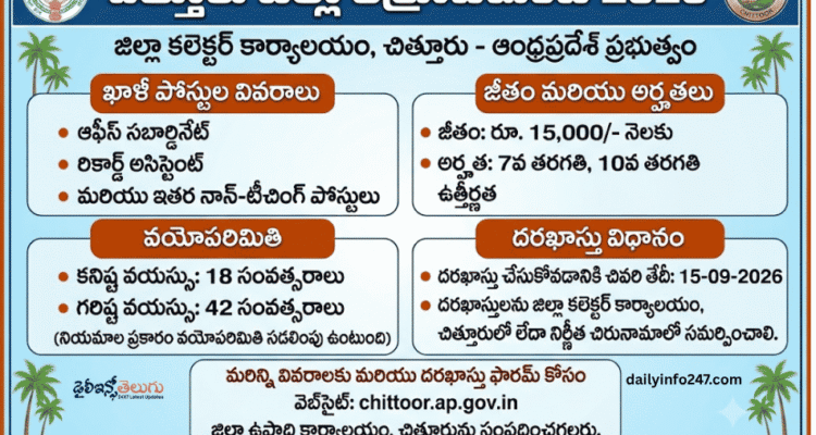 Chittoor District Recruitment 2026 - Apply for Office Subordinate, Record Assistant and More Posts